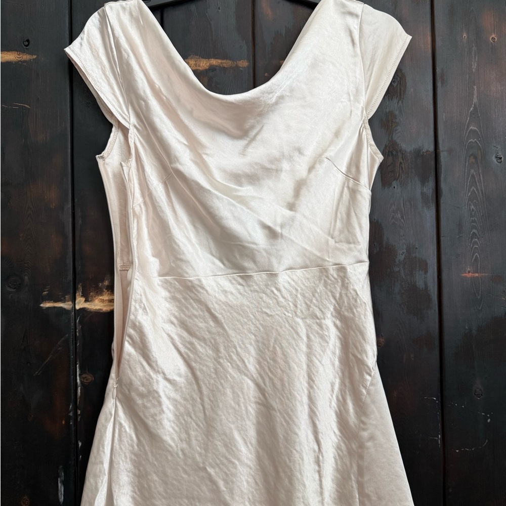 Elegant Cream Cowl Neck Sheath Dress for Brides